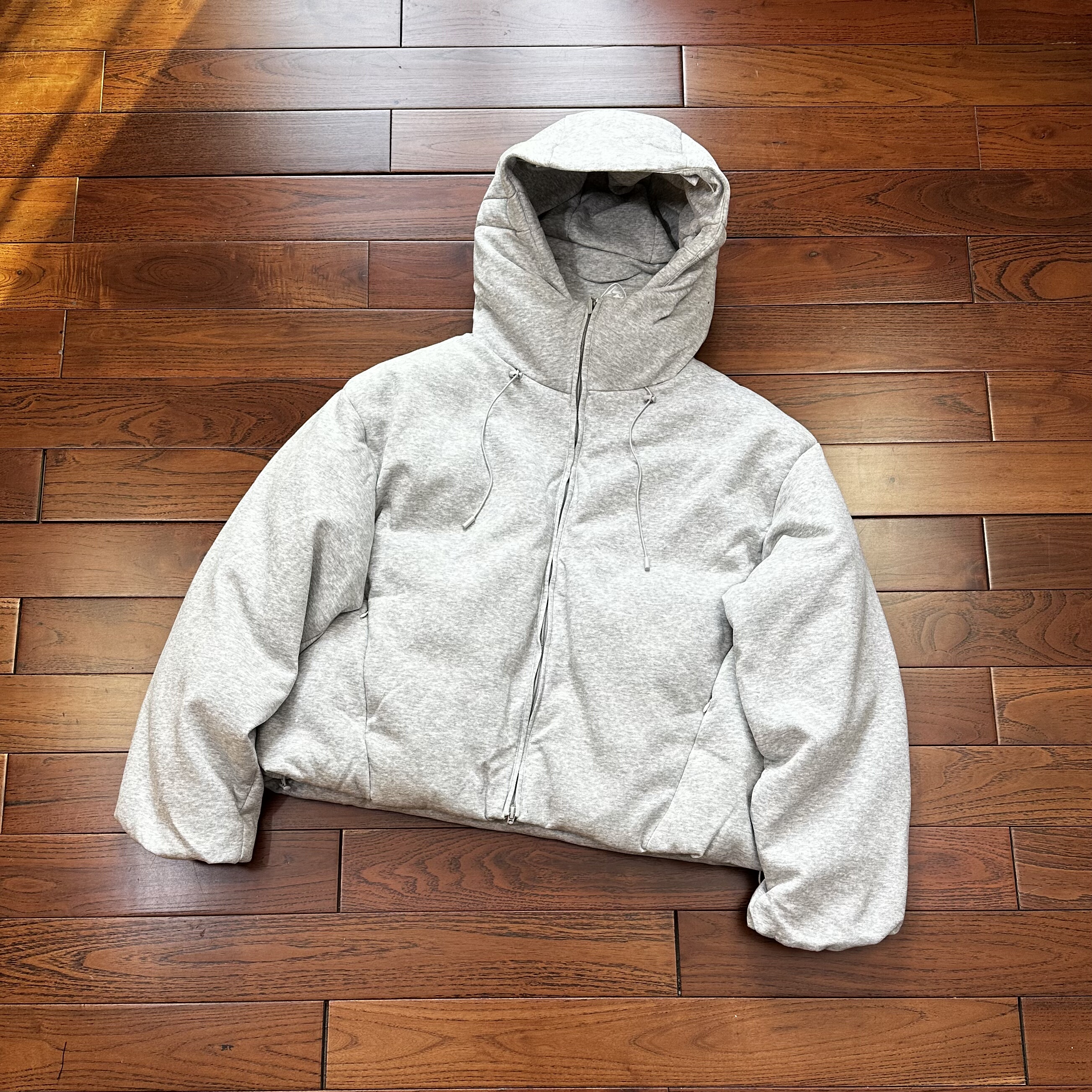 秋冬新款EP高街雾霾灰加厚连帽抽绳廓形男女情侣开衫羽绒服面包服