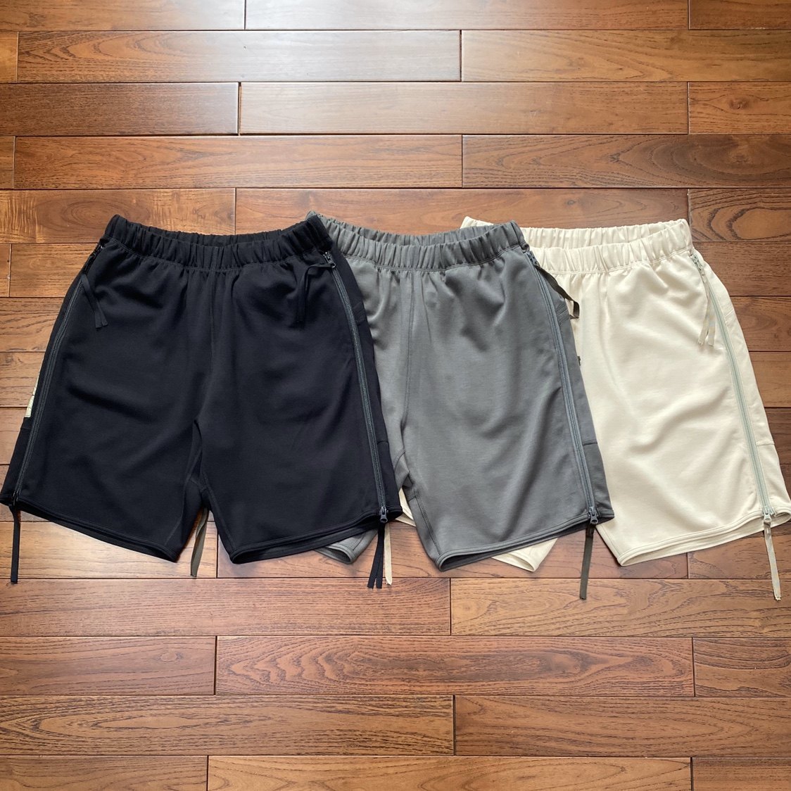 现货23SS简约日线 N.HOLY WOD男女情侣休闲 太空棉侧拉链宽松短裤