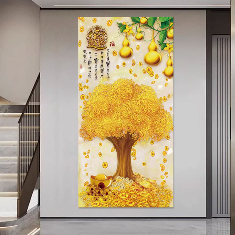 财源滚滚入户门走廊过道玄关自粘画墙贴3D立体防水防污装饰画贴纸