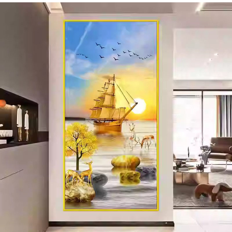 风景墙纸玄关自粘壁画贴纸墙画