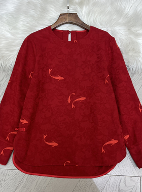 LC-26新年中式棉麻上衣提花锦鲤复古新中式国风小衫A9824