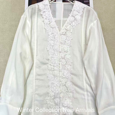 LC-26年春款百搭V领重工亚麻衬衫YS-3598