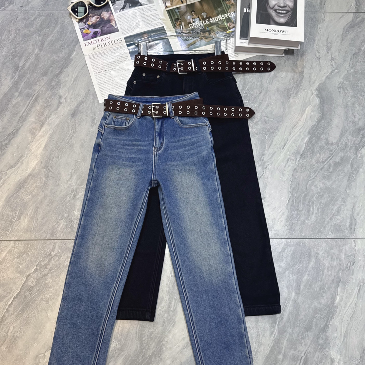 LC冬上新轻奢优雅气质显瘦百搭加绒牛仔裤(配腰带)xx7900