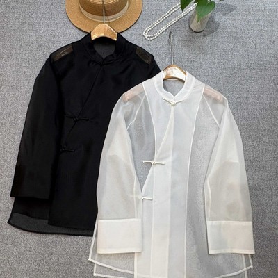 LC-26年早春桑蚕丝欧根纱盘扣小衫YS203-G413