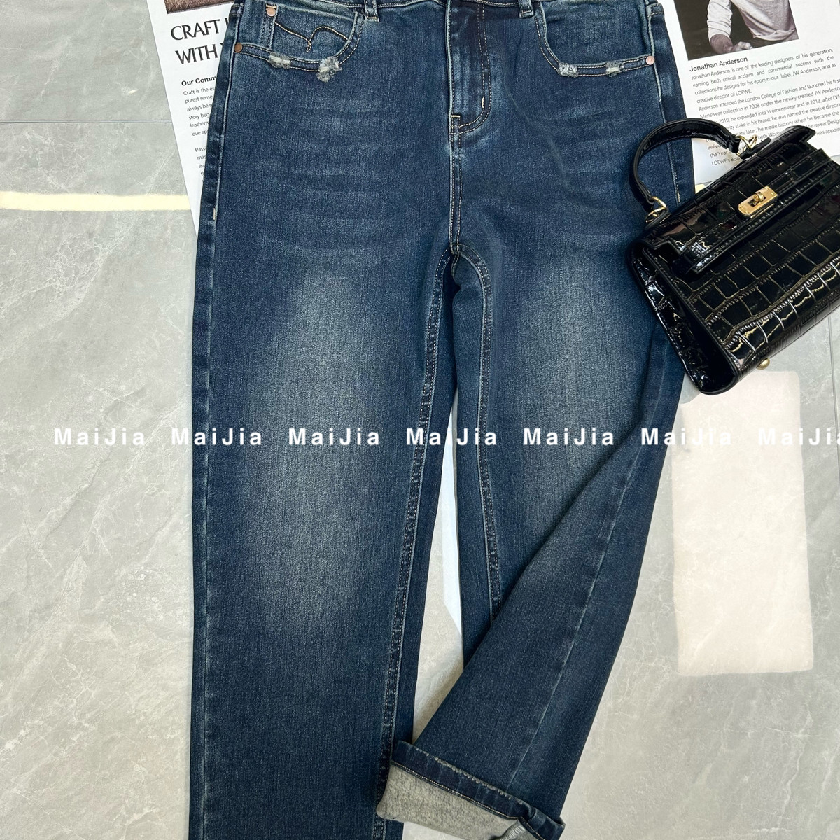 LC闲小脚牛仔裤松弛有度显瘦筷子腿加绒铅笔牛仔裤166