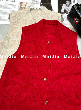 LC26年早春重工棉麻绣花新中式马甲J328