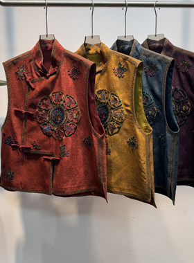 LC-26年早春真丝香云纱八宝罗盘刺绣马甲YS105-G311