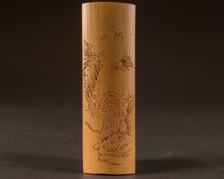 北京现货 日本老竹茶则 天地之间是我家 图纹