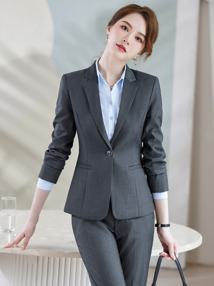 OCCUPATION: LONG-SLEEVED BLAZER WOMENS TROUSERS SUIT SKIRT COVER DECORATED BODY IRON-FREE LAWYER FRONT DESK RECEPTION UNIFORM FORMAL WEAR