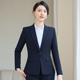 教师公务员面试职场正装 女长袖 黑色西服工作服 套装 藏青色一扣西装