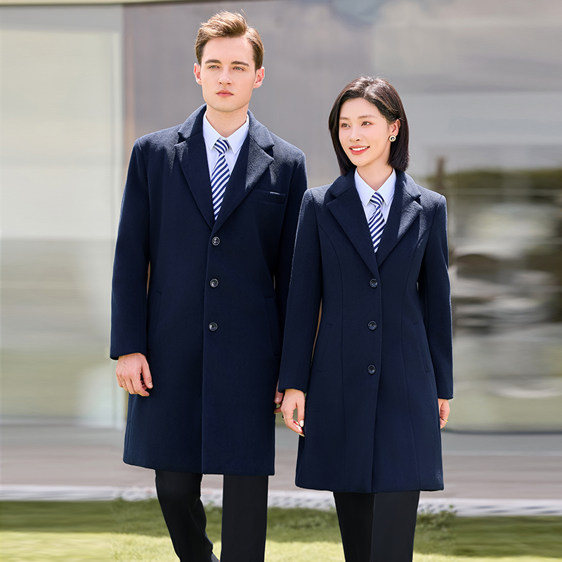 黑色三粒扣毛呢外套中长款呢大衣