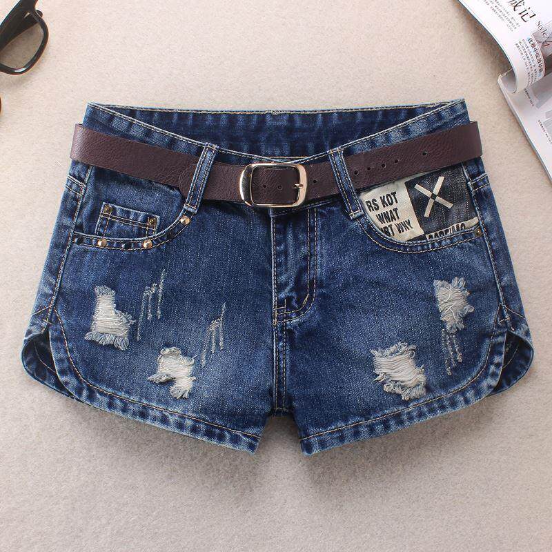 牛仔短裤女春夏2019新款百搭宽松修身显瘦韩版开叉破洞靴裤热裤潮在类目 女装/女士精品, 牛仔裤中 - 来自Buy2taobao.com提供专业的淘宝代购服务