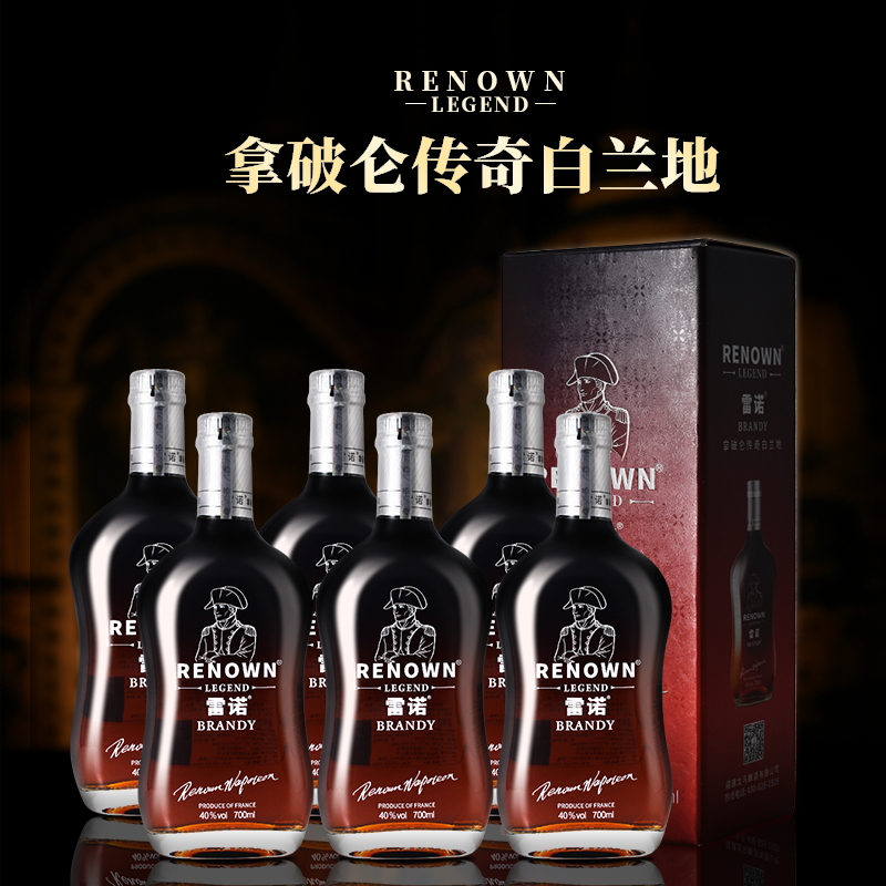 雷诺拿破仑传奇白兰地700ml礼盒六支装LEGEND白兰地洋酒40度