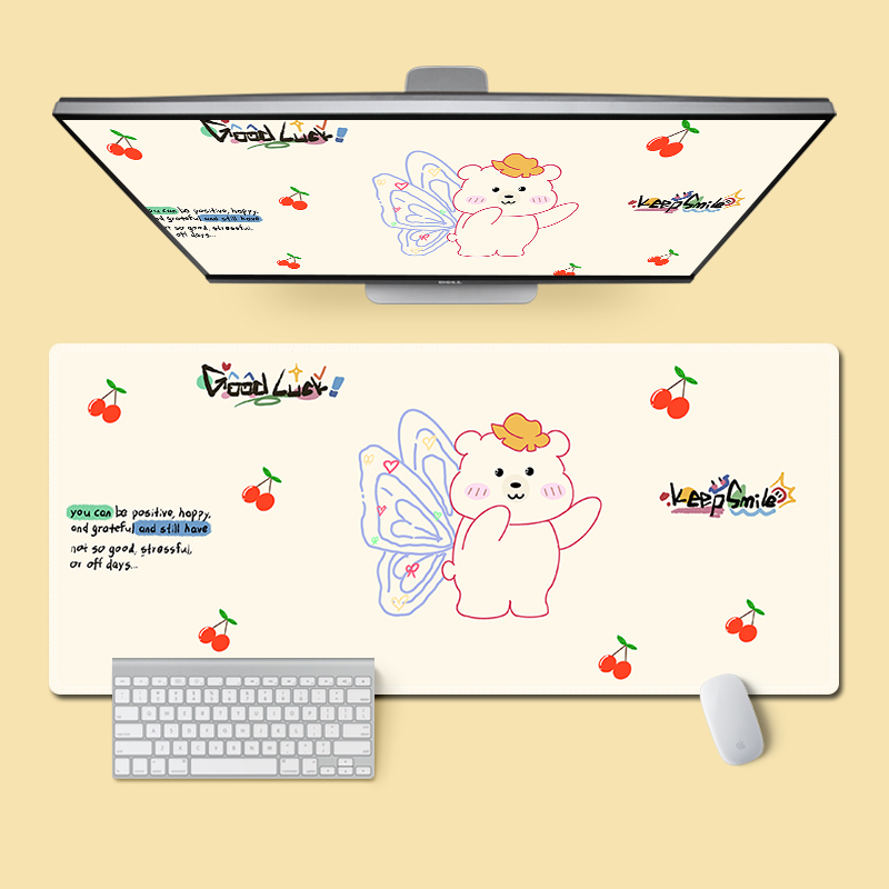 蝴蝶小熊鼠标垫子超大男女生办公工位电脑桌面垫笔记本键盘护腕垫