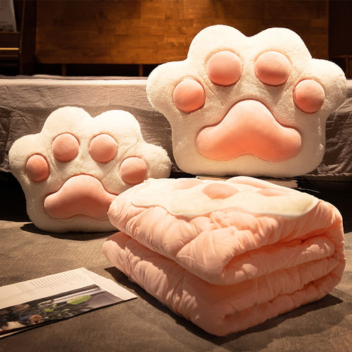 猫爪抱枕被子两用午休靠枕