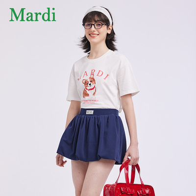 MARDI官方正品小狗印花纯棉短袖T恤夏新款宽松百搭显瘦圆领上衣女