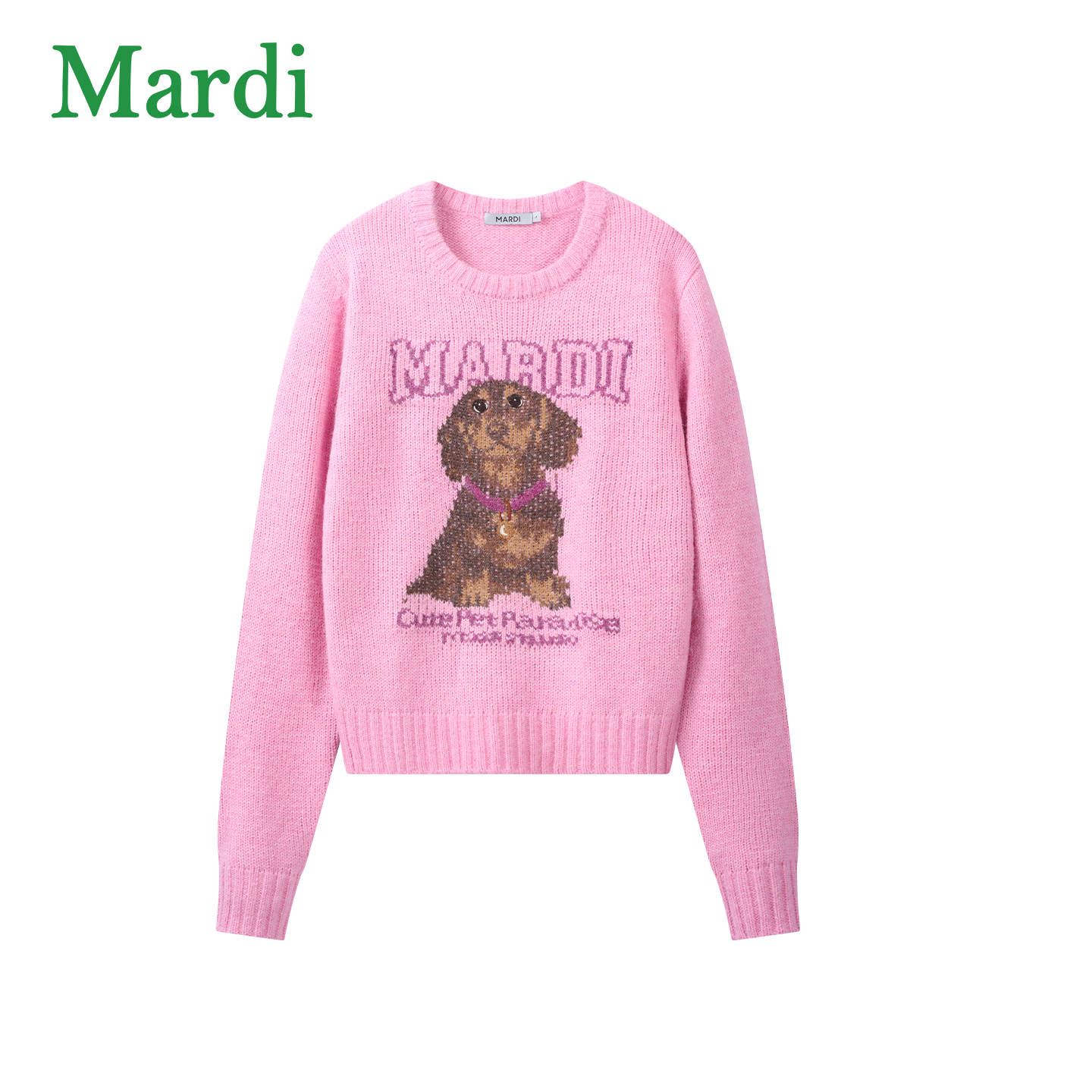 MARDI官方正品秋冬针织狗狗印花时尚长袖圆领针织