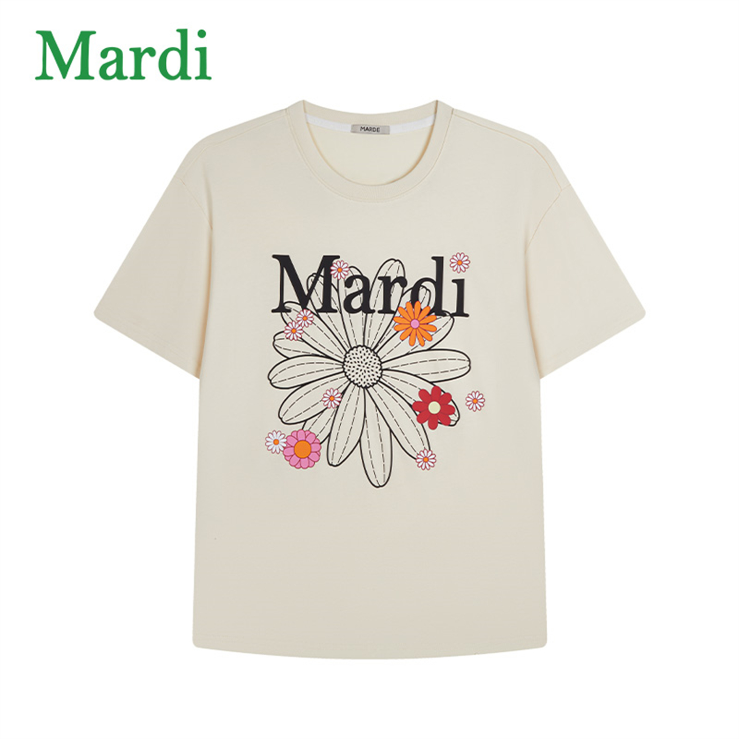 MARDI官方正品雏菊多花字母短袖t恤女夏宽松显瘦休闲韩系纯棉上衣