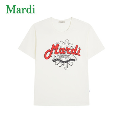 MARDI官方正品小雏菊缎带印花短袖T恤女夏季新款宽松百搭圆领上衣