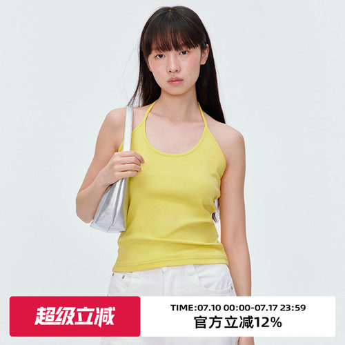 挂脖设计/复古彩色系吊带背心