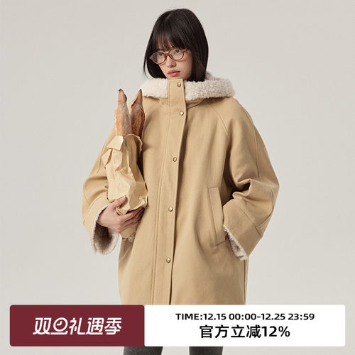 omont蛋挞家派克服连帽卷毛