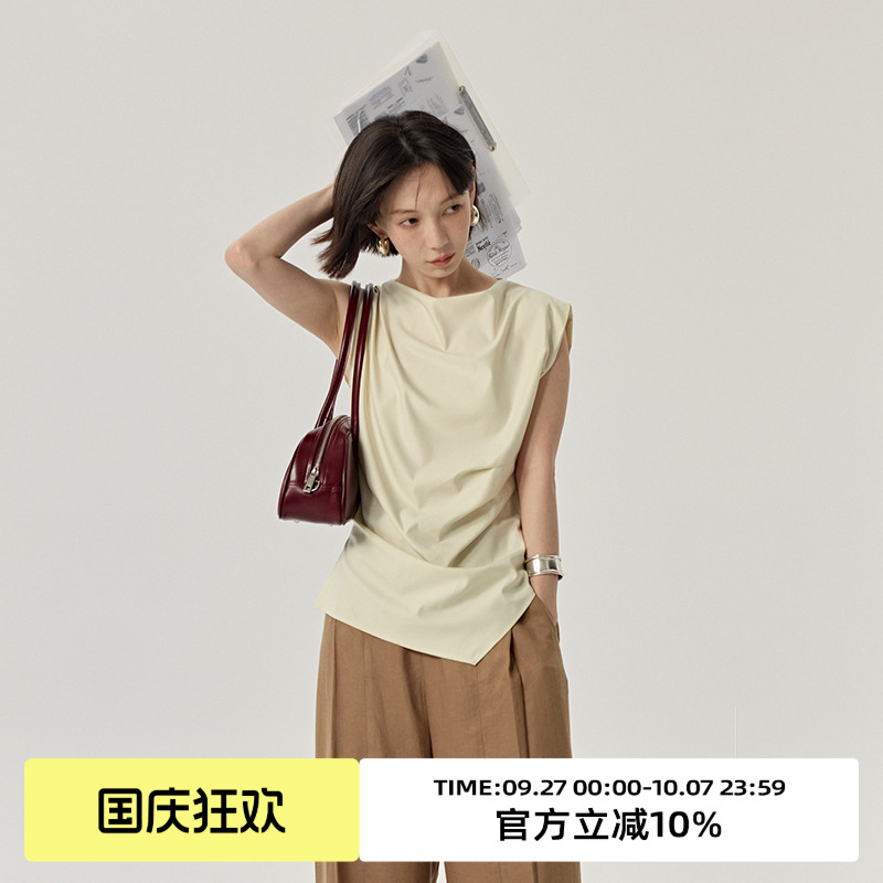omont蛋挞家修身无袖荡领极简