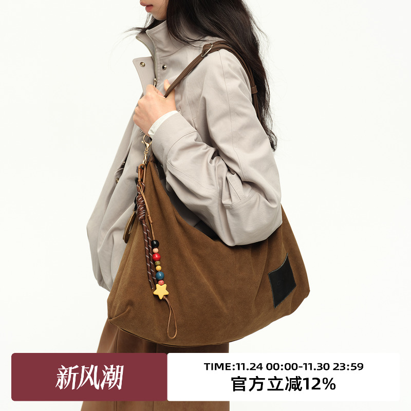 omont蛋挞家复古麂皮绒通勤休闲百搭秋冬新款单肩包腋下包 - 封面