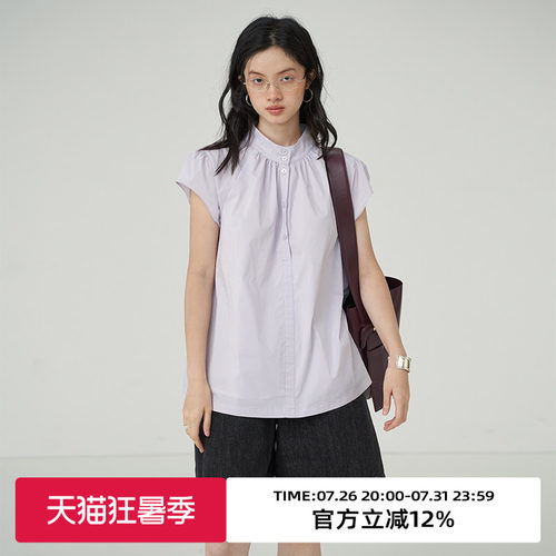 衬衫omont小飞袖复古宽松