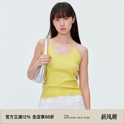 挂脖设计/复古彩色系吊带背心