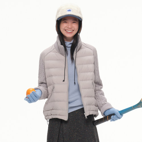 复古休闲针织拼接羽绒服