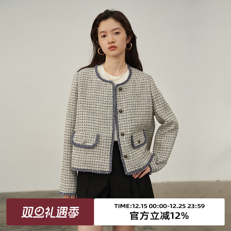 omont蛋挞家复古小香风短外套