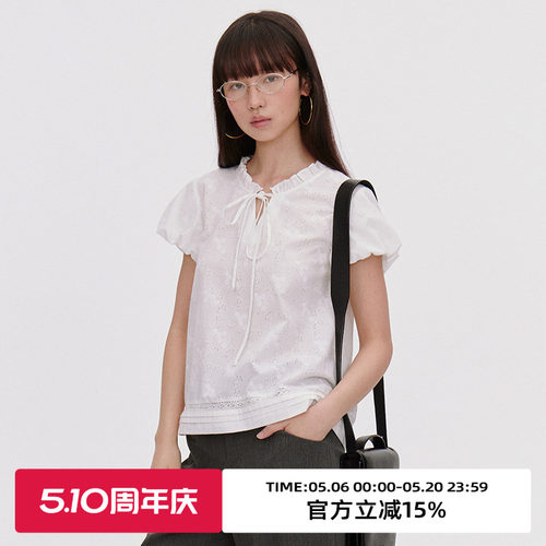 肌理感/小A版型/花苞袖短袖衬衫