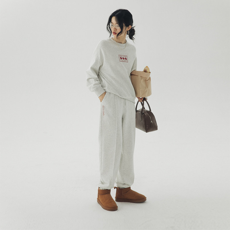 omont蛋挞家 灰色运动裤女2023秋冬新款直筒显瘦卫裤休闲裤长裤子,女装/女士精品,休闲裤,淘宝优惠券,粉丝福利购,淘宝优惠卷