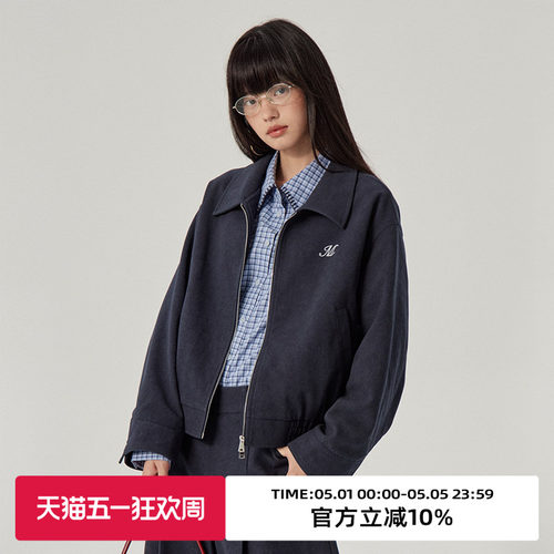 omont蛋挞家复古休闲麂皮短外套
