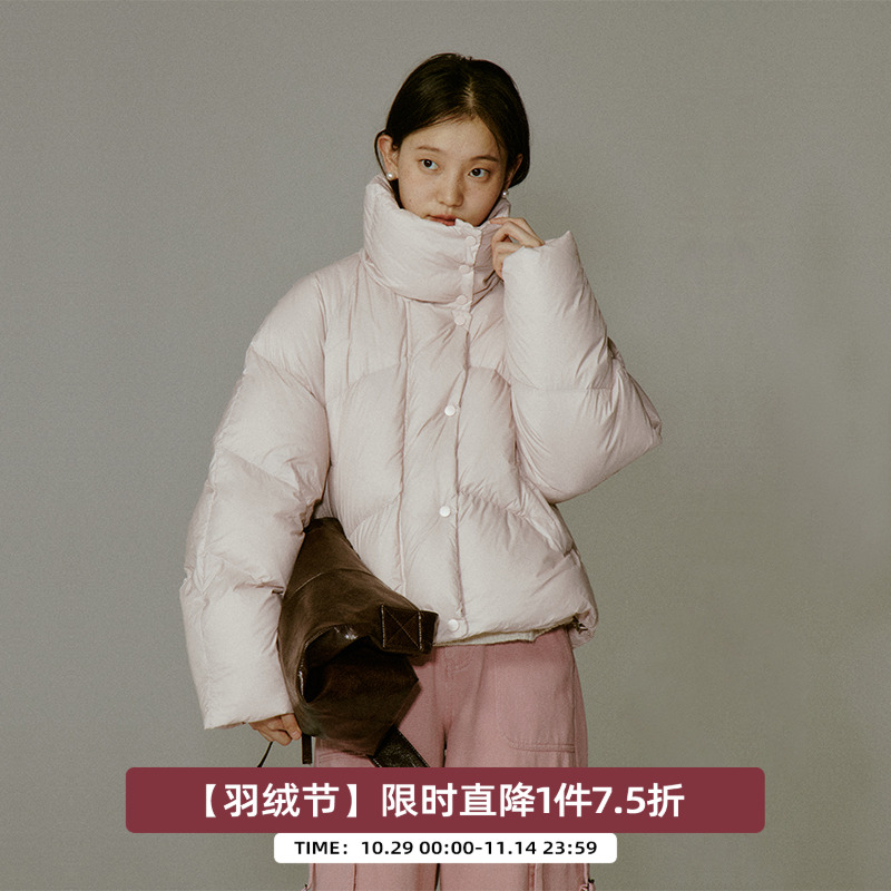 omont蛋挞家通勤短款羽绒服