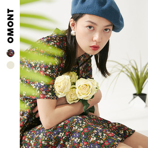 omont蛋挞家 法式复古碎花连衣裙女夏2023年新款设计感小个子裙子
