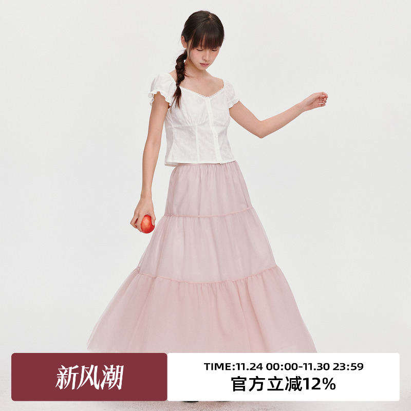 小A型/细腰头/网纱半身裙