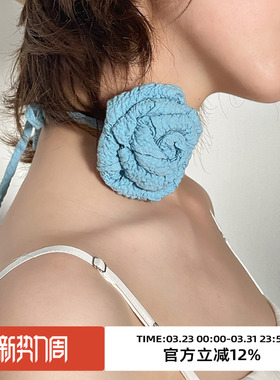 ommont蛋挞立体玫瑰花项链