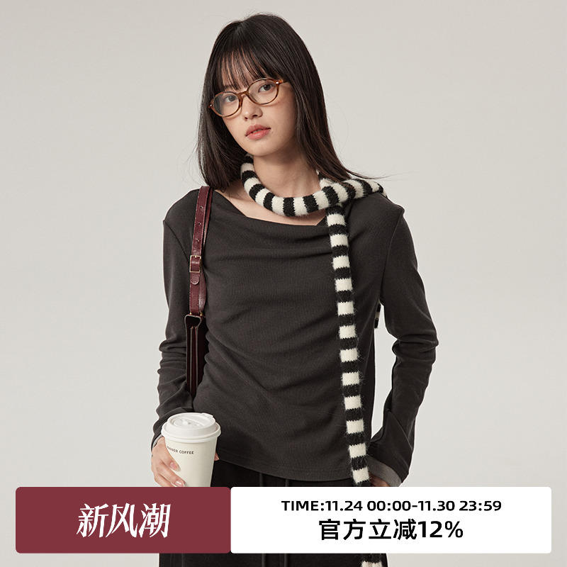 omont蛋挞家长袖一字领