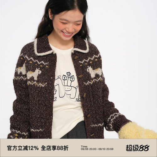 复古新年小马费尔岛针织开衫