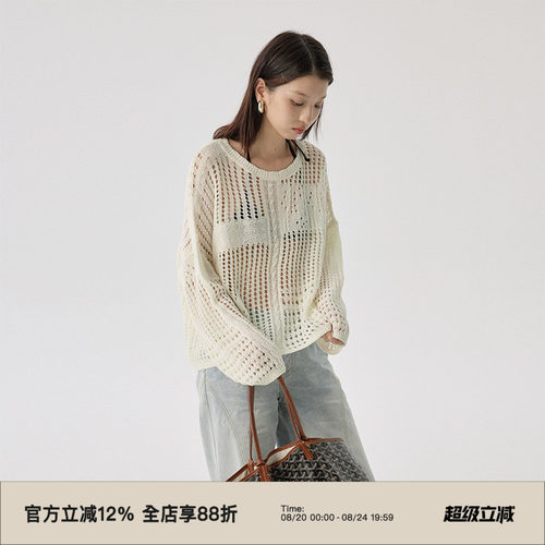 omont蛋挞家腈纶圆领镂空设计