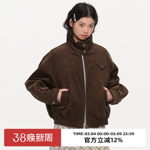 omont蛋挞家复古立领灯芯绒夹克棉服2025冬季休闲绗棉保暖厚外套