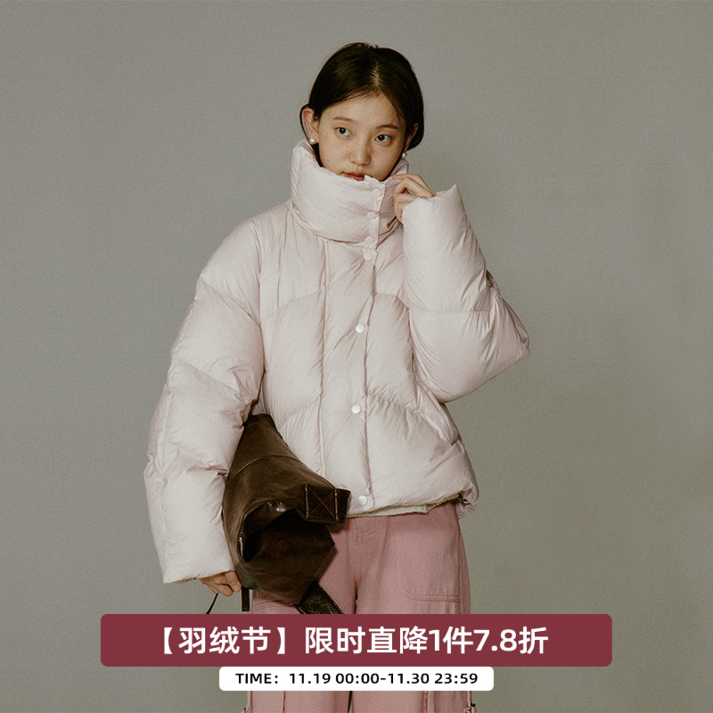 omont蛋挞家通勤短款羽绒服