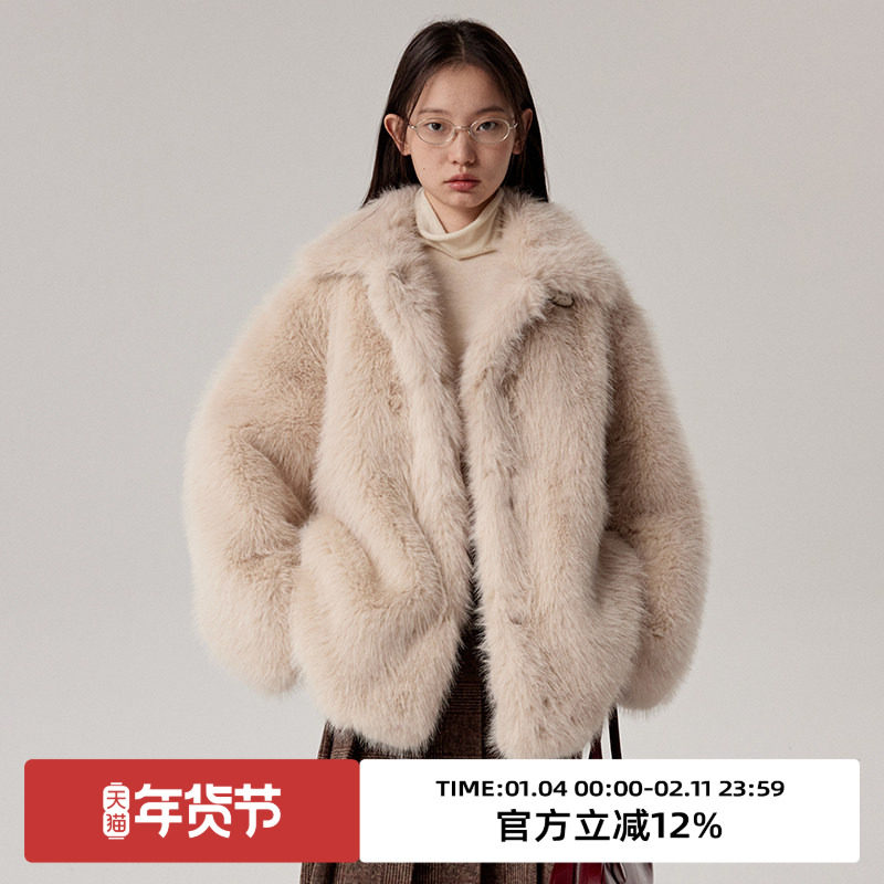 omont蛋挞家 复古翻领环保皮草女冬季新宽松休闲保暖毛毛外套,女装/女士精品,皮草,淘宝优惠券,粉丝福利购,淘宝优惠卷