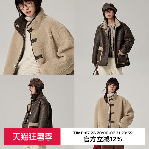 omont蛋挞家皮毛一体短外套