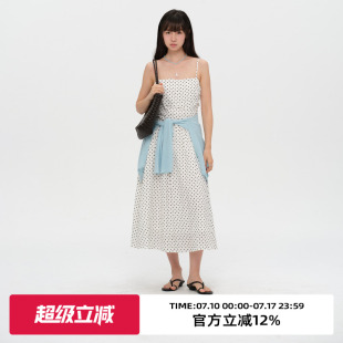 omont蛋挞家复古法式方领波点吊带裙2026夏季收腰显瘦无袖连衣裙