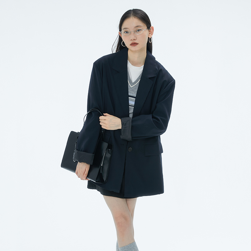 omont中长款廓形西装外套