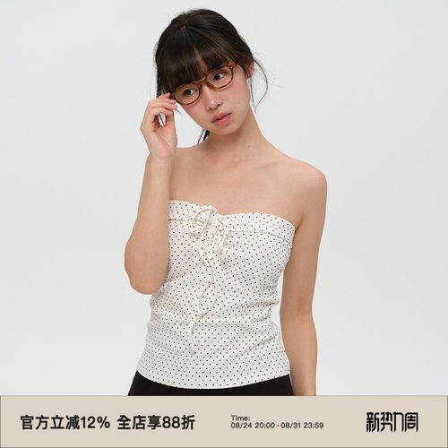 复古挂脖绑带抹胸背心吊带