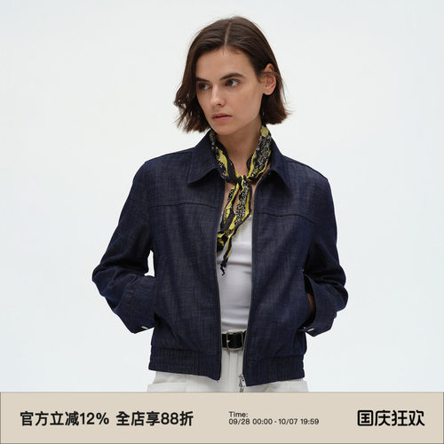 复古时髦翻领秋季飞行员夹克外套