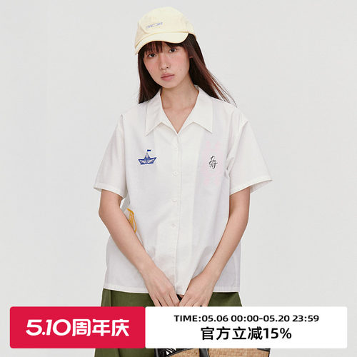 趣味刺绣/古巴领短袖衬衫